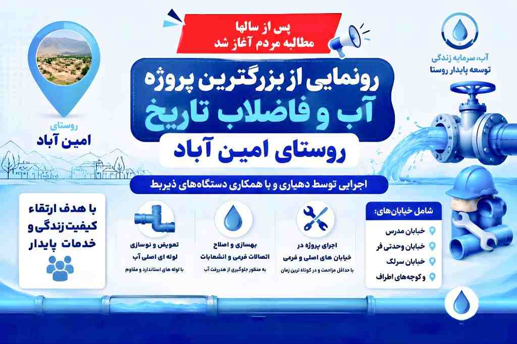 آغاز عملیات اجرایی نوسازی شبکه آبرسانی امین‌آباد ری